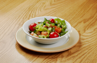 Light vegetable salad with cucumbers, lettuce, cucumbers