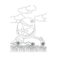 Bird Coloring Pages for Kids. Bird Coloring Page. Bird Coloring Pages. sketch drawing with doodle