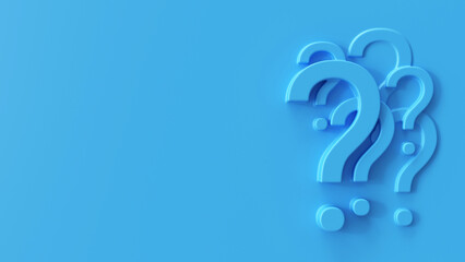 Large Question mark in blue colors 3d render.