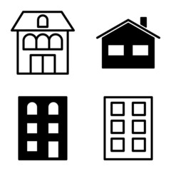 Houses Flat Icon Set Isolated On White Background