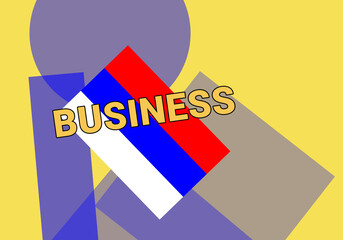 Russia business.  Moscow  Russia commerce concept. Flag on colorful