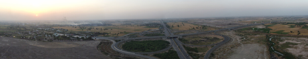 Aerial view of Lahore smart city kala shah kako motorway interchange Pakistan