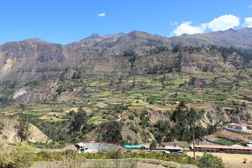 Fototapeta na wymiar Beautiful landscape of antique platforms in Huarochiri, highlands of Lima