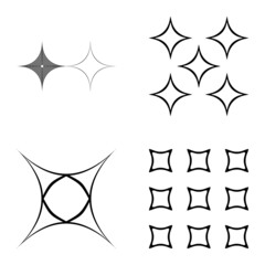 Abstract_4star2 Flat Icon Set Isolated On White Background