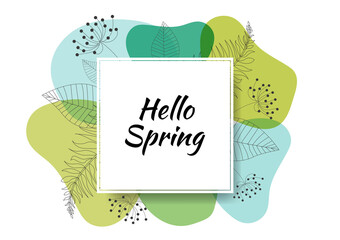 Spring Poster With Abstract Leaves With Gradient Mesh, Vector Illustration