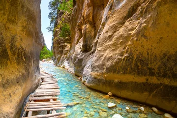 Fotobehang National Park Samaria Gorge, hiking trail. Crete, Greece © Aleh Varanishcha