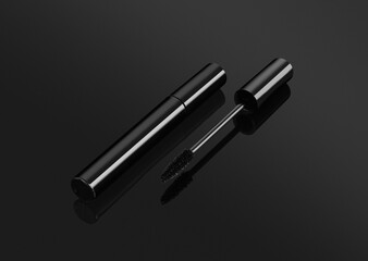 eye cosmetics on black background