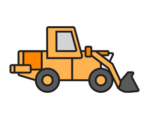 Naklejka premium loader vector illustration design. construction equipment in yellow. machines for the building project.