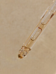 Close up pipette, serum close up. Skincare texture