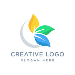 Vector graphic of beautiful leaf logo design template
