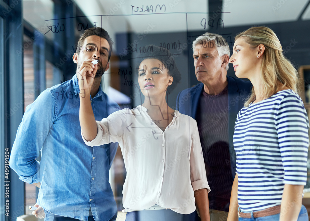 Aufkleber feeding off each others ideas. shot of a group of colleagues having a brainstorming session in a mod