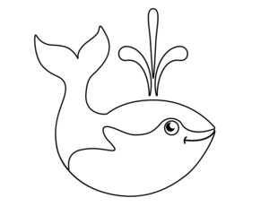 Little cute whale -vector linear picture for coloring. Outline. Marine mammal whale in children's style