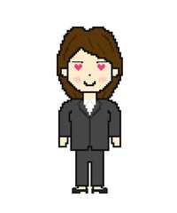 Working women in love with pixel art