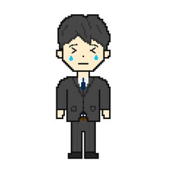 Pixel art crying working men