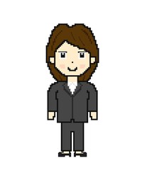 Clip art of working woman in pixel art