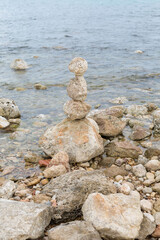 typical Nepalese balancing stone construction for meditation
