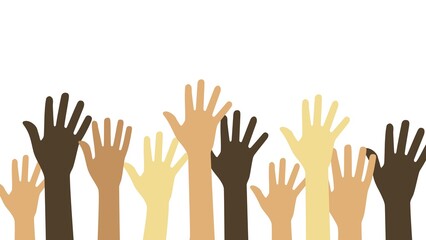 Multicultural hands. Flat style. Vector editable