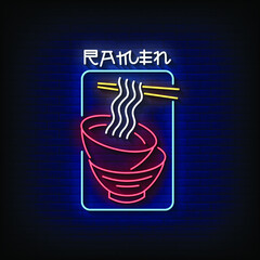 Ramen Neon Signs Style Text Vector