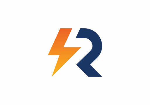 Alphabet R letter symbol logo Flash icon design template