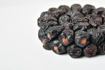 Arabic dates, ajwa dates on the white
