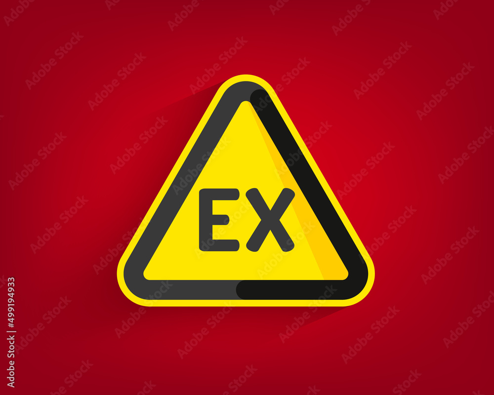 Wall mural ex warning. yellow safety icon. sign vector. atex explosive atmosphere area zone warning. symbols on