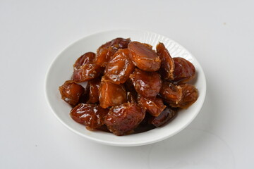 Fresh Arabian dates (Khalas dates ) isolated on white background