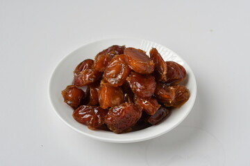 Fresh Arabian dates (Khalas dates ) isolated on white background