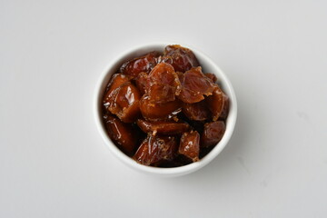 Fresh Arabian dates (Khalas dates ) isolated on white background