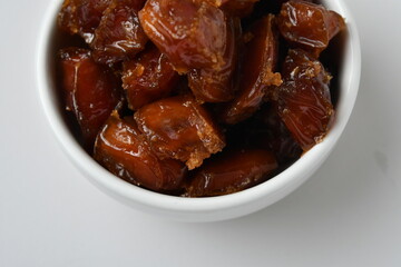 Fresh Arabian dates (Khalas dates ) isolated on white background