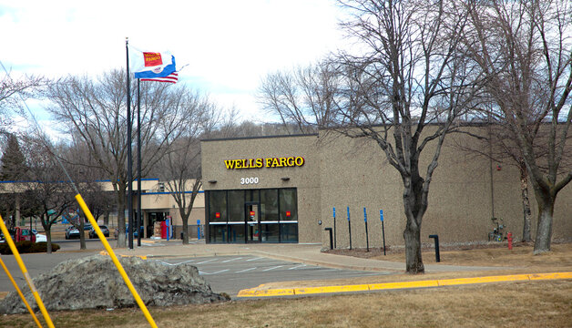 Wells Fargo Bank viewed from Highway 55. Plymouth Minnesota MN USA