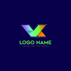 Best Business V K Creative Modern Unique Simple Logo Design, Natural Gradient Colour.