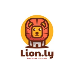 Vector Logo Illustration Lion Simple Mascot Style.