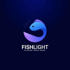 Vector Logo Illustration Fish Gradient Colorful Style.