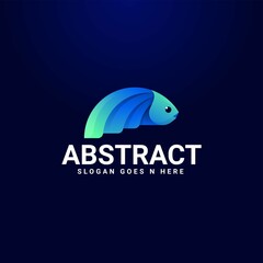 Vector Logo Illustration Fish Gradient Colorful Style.