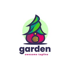 Vector Logo Illustration Garden House Simple Mascot Style.