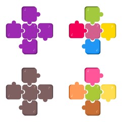 Vector illustration set of colorful puzzles, doodles, children's games, education.