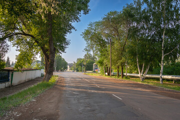 Fototapeta na wymiar Automobile road in the industrial zone.