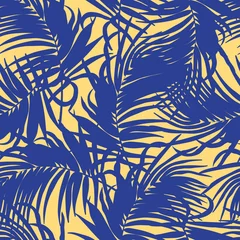 Wallpaper murals Tropical Leaves Beautifull tropical leaves branch  seamless pattern design. Tropical leaves, monstera leaf seamless floral pattern background. Trendy brazilian illustration. Spring summer design for fashion, prints
