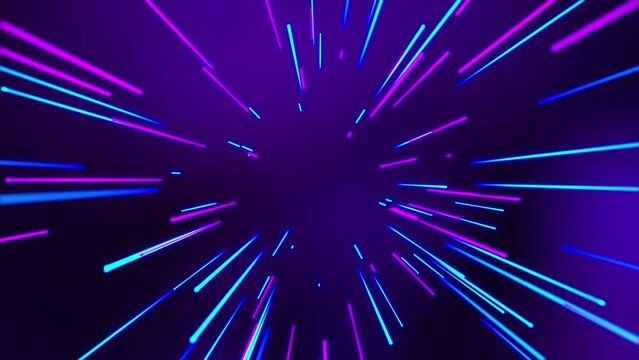 Abstract Beautiful creative cosmic Hyper jump into galaxy. Speed of light Seamless loop background, Blue neon glowing rays in motion. colorful fireworks explosion, big bang. Moving through stars.