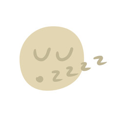 Cute sleeping moon doodle icon. Vector illustration of a moon sleeping with the zzz symbols