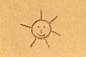 Sun drawing on sand 