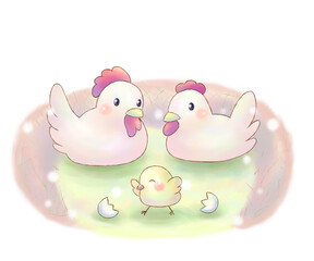 ニワトリの親子