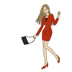 ボディコン風スーツの若い女性