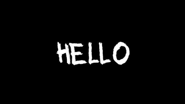 hello word - Hand drawn animated wiggle . Two color - black and white. 2d typographic doodle animation. High resolution 4K.
