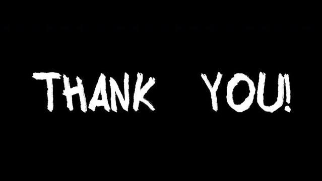 thank you word - Hand drawn animated wiggle . Two color - black and white. 2d typographic doodle animation. High resolution 4K.