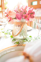 party glasses, forks and knives