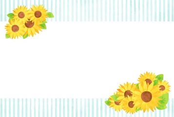 beautiful　watercolor　Sunflower　frame　illustration
