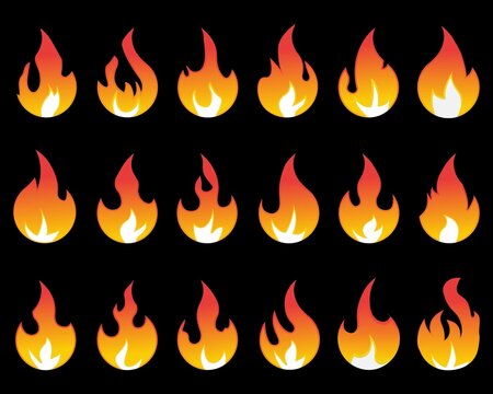 fire icons set. Vector illustration