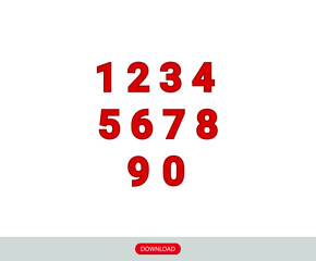 numbers on white background, Number set zero to nine, top view