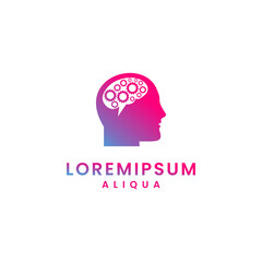 head gear logo design modern concept, brain gear logo icon, human robot logo template